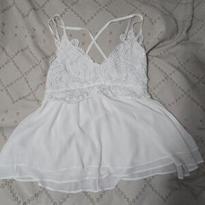 White Lace and Chiffon Dress